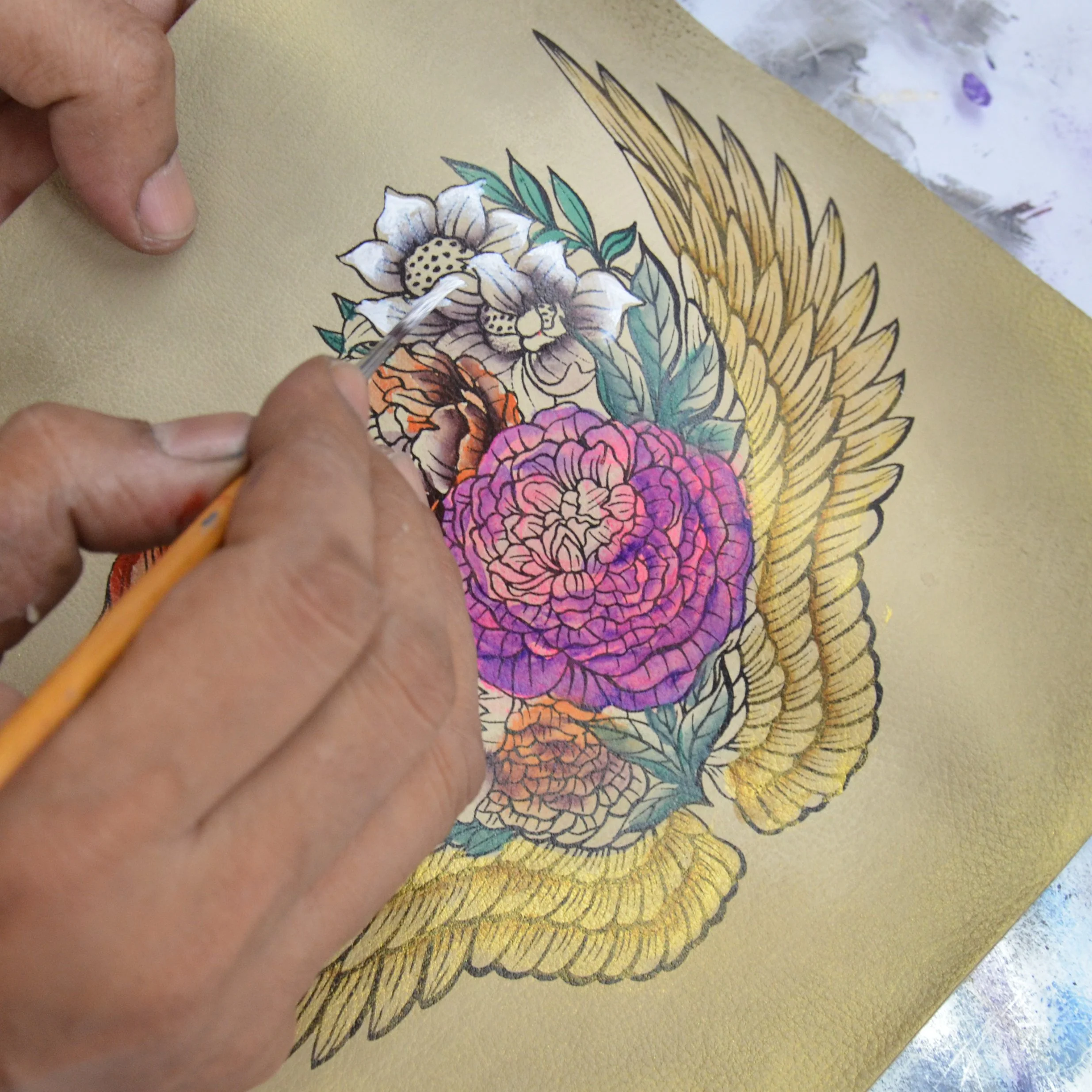 Painted Leather Bag Charm K0029 - Keycharms - Image 3