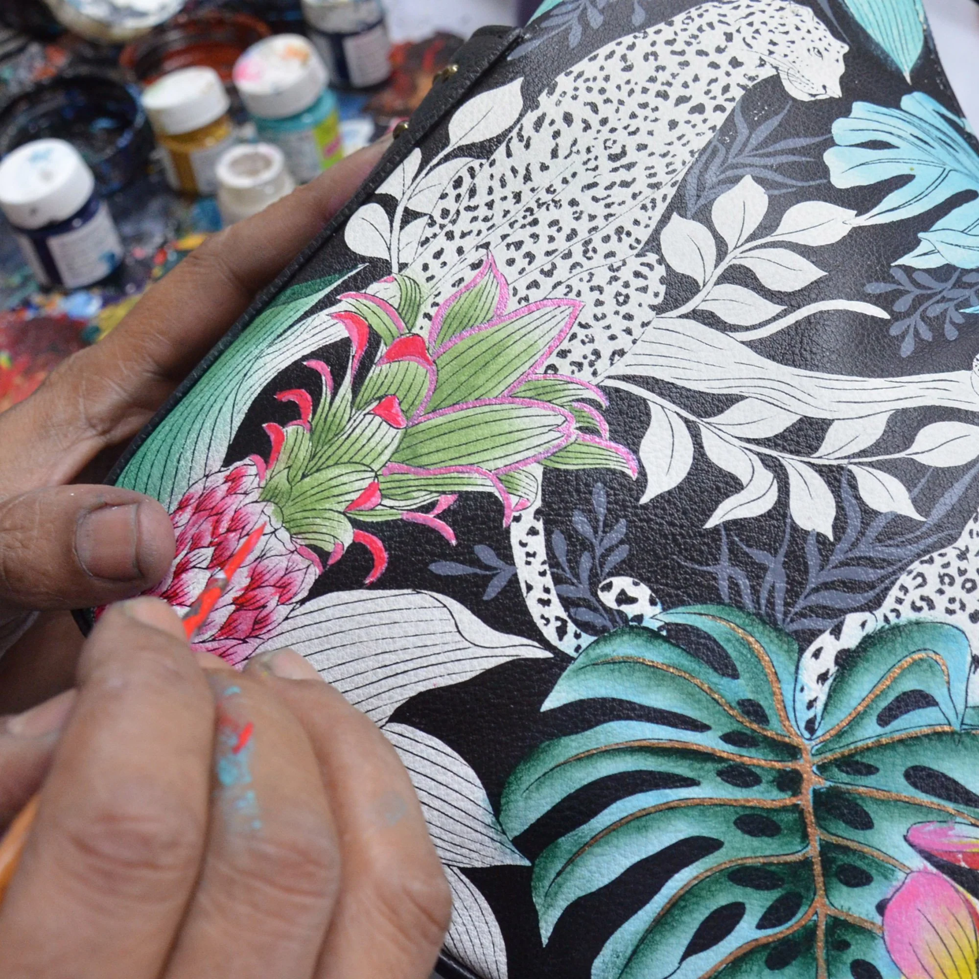 Painted Leather Bag Charm K0032 - Keycharms - Image 3