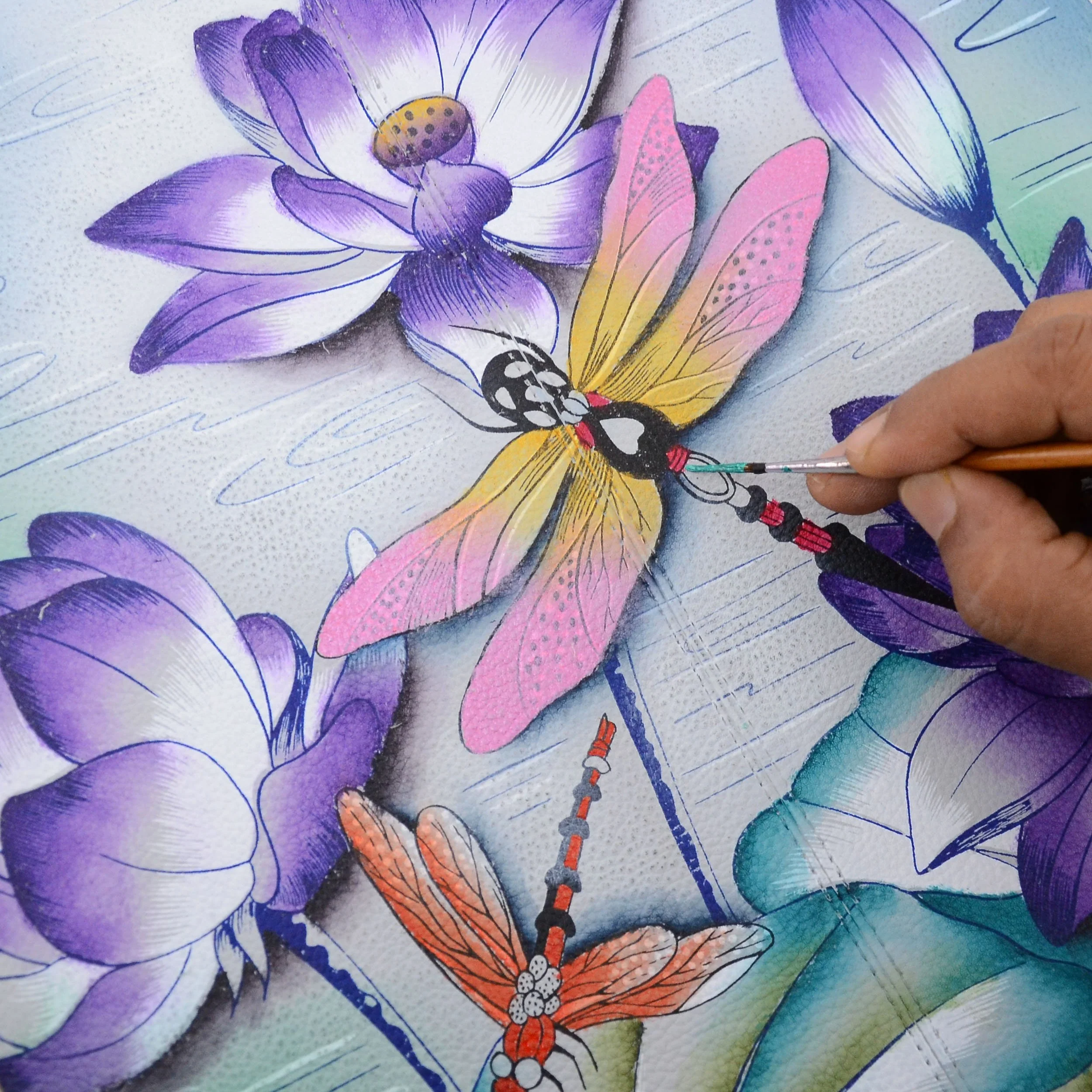 Painted Leather Bag Charm K0034 - Keycharms - Image 3